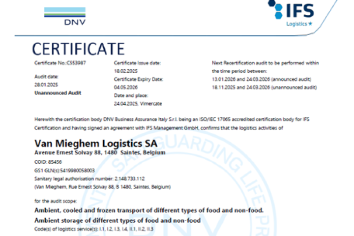 Certifiée IFS Logistics